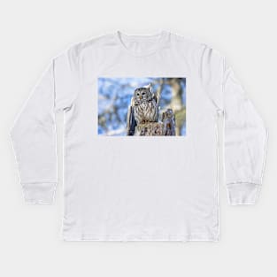 Barred Owl in Winter Kids Long Sleeve T-Shirt